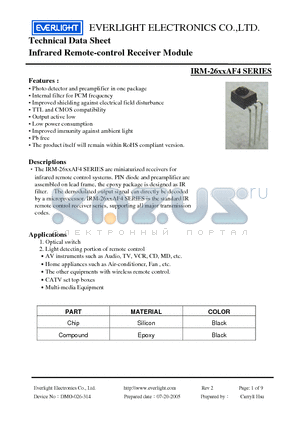 IRM-26XXAF4 datasheet - Infrared Remote-control Receiver Module
