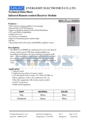 IRM-2733A datasheet - Infrared Remote-control Receiver Module