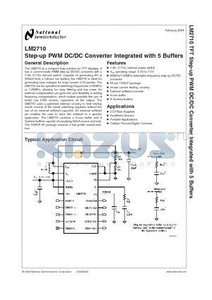 LM2710MTX-ADJ datasheet - Step-up PWM DC/DC Converter Integrated with 5 Buffers