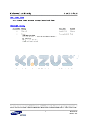 K6T8008C2M datasheet - 1Mx8 bit Low Power and Low Voltage CMOS Static RAM