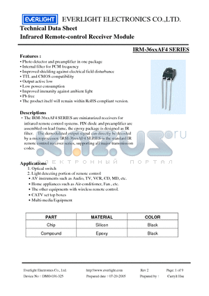 IRM-3633AF4 datasheet - Infrared Remote-control Receiver Module