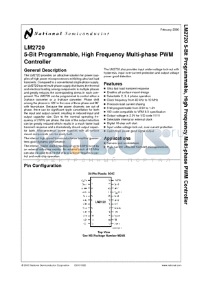 LM2720 datasheet - 5-Bit Programmable, High Frequency Multi-phase PWM Controller