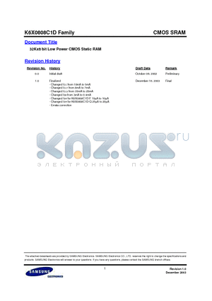 K6X0808C1D datasheet - 32Kx8 bit Low Power CMOS Static RAM