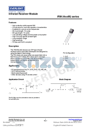 IRM-3638M2 datasheet - Infrared Receiver Module