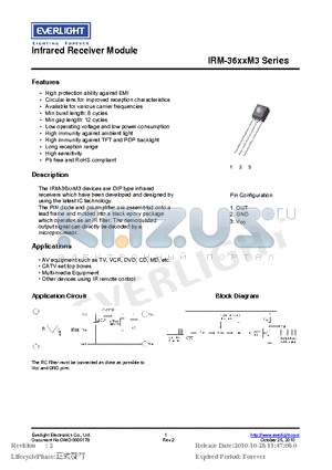 IRM-3656M3 datasheet - Infrared Receiver Module