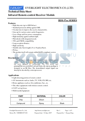 IRM-3736 datasheet - Infrared Remote-control Receiver Module