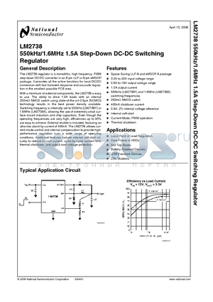 LM2738 datasheet - 550kHz/1.6MHz 1.5A Step-Down DC-DC Switching Regulator