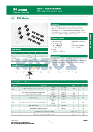 LX8 datasheet - Teccor brand Thyristors