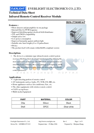 IRM-3738S8F4-P datasheet - Infrared Remote-Control Receiver Module