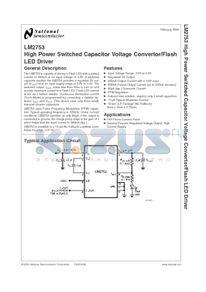 LM2753SD datasheet - High Power Switched Capacitor Voltage Convertor/Flash LED Driver