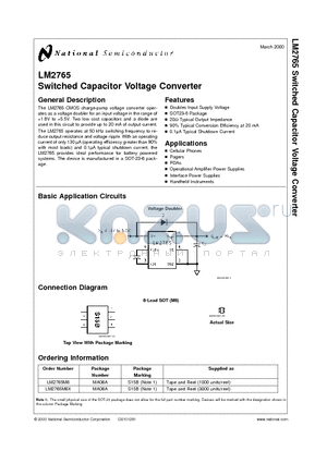 LM2765M6X datasheet - Switched Capacitor Voltage Converter