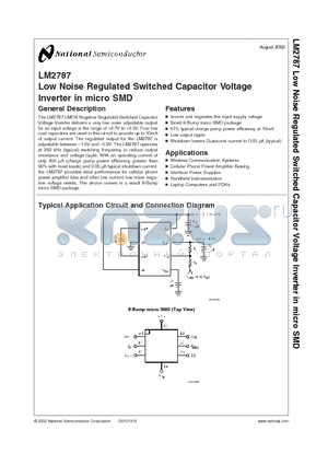 LM2787 datasheet - Low Noise Regulated Switched Capacitor Voltage