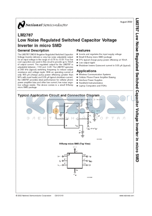 LM2787BP datasheet - Low Noise Regulated Switched Capacitor Voltage