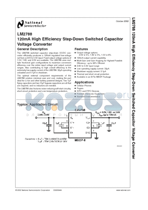 LM2788MM-1.5 datasheet - 120mA High Efficiency Step-Down Switched Capacitor Voltage Converter