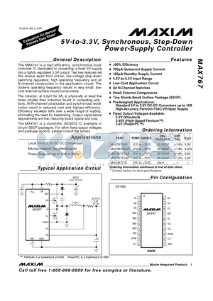 MAX767CAP datasheet - 5V-to-3.3V, Synchronous, Step-Down Power-Supply Controller