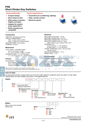 PVA1-EE-H1-SNA-3.5N datasheet - Short Stroke Key Switches