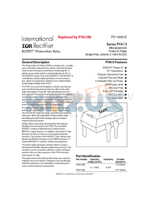 PVA1352 datasheet - Microelectronic Power IC Relay Single-Pole, 300mA, 0-100V AC/DC