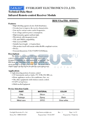 IRM-V536-TR1 datasheet - Infrared Remote-control Receiver Module