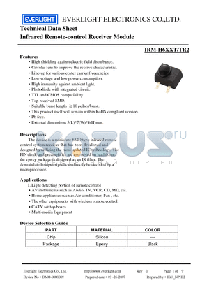 IRM-H6XXT datasheet - Infrared Remote-control Receiver Module