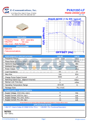 PVA2125C-LF_10 datasheet - PHASE LOCKED LOOP