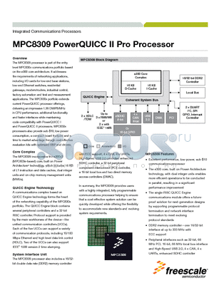 MPC8309 datasheet - PowerQUICC II Pro Processor