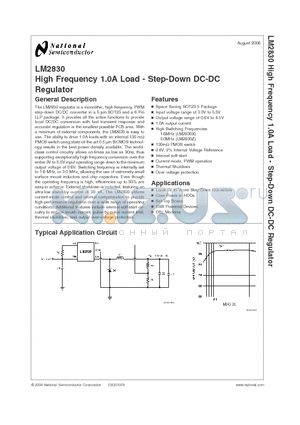 LM2830ZSD datasheet - High Frequency 1.0A Load - Step-Down DC-DC Regulator