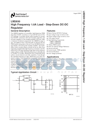 LM2830ZSDX datasheet - High Frequency 1.0A Load - Step-Down DC-DC Regulator