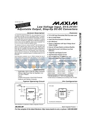 MAX778L datasheet - Low-Voltage Input, 3V/3.3V/5V/ Adjustable Output, Step-Up DC-DC Converters