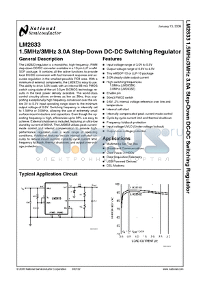 LM2833 datasheet - 1.5MHz/3MHz 3.0A Step-Down DC-DC Switching Regulator