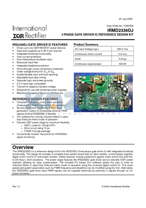 IRMD2336DJ datasheet - 3 PHASE GATE DRIVER IC REFERENCE DESIGN KIT