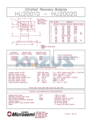 HU20015 datasheet - Ultrafast recovery Modules