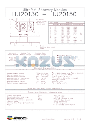 HU20130 datasheet - Ultrafast Recovery Modules