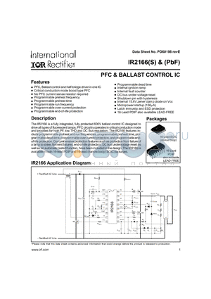 IRP2166 datasheet - PFC & BALLAST CONTROL IC