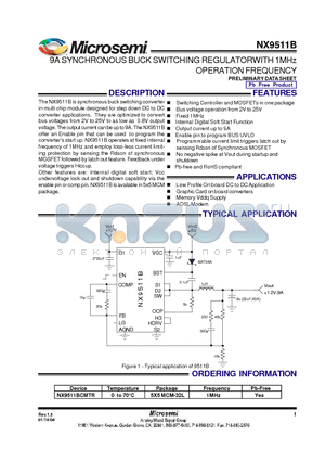 NX9511BCMTR datasheet - 9A SYNCHRONOUS BUCK SWITCHING REGULATORWITH 1MHz OPERATION FREQUENCY