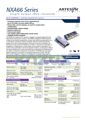 NXA66-12P3V3CY datasheet - 66 W Non-isolated DC-DC Converters