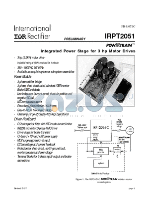 IRPT2051 datasheet - Integrated Power Stage for 3 hp Motor Drives