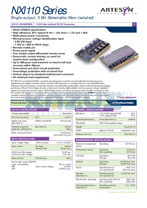 NXI110 datasheet - 110W Non-isolated DC/DC Converters