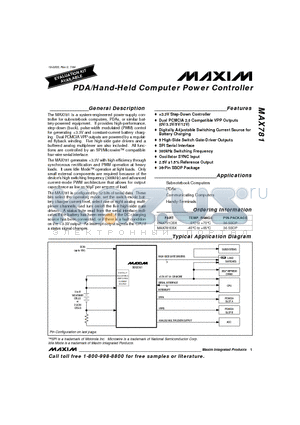 MAX781 datasheet - PDA/Hand-Held Computer Power Controller