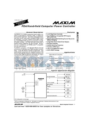 MAX781CBX datasheet - PDA/Hand-Held Computer Power Controller