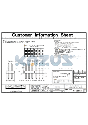 M50-350XXXX datasheet - 1.27MM PITCH DIL VERTICAL PIN HEADER