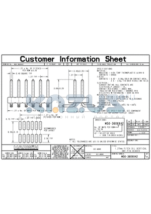 M50-360-142 datasheet - 1.27mm PITCH DIL VERTICAL SMT PIN HEADER