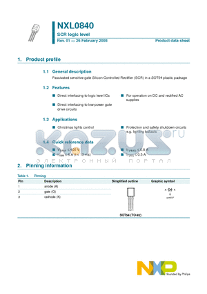 NXL0840 datasheet - SCR logic level