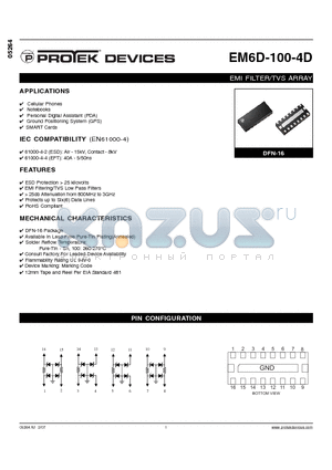 EM6D-100-4D datasheet - EMI FILTER/TVS ARRAY