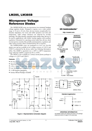 LM285D-1.2 datasheet - Micropower Voltage Reference Diodes