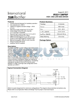 IRS2113MPBF datasheet - HIGH- AND LOW-SIDE DRIVER