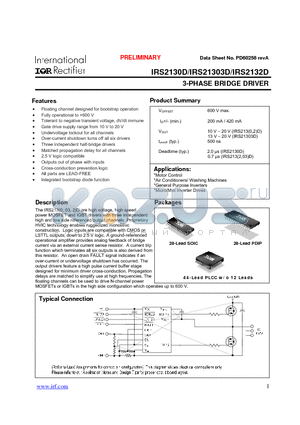 IRS21303DJPBF datasheet - 3-PHASE BRIDGE DRIVER