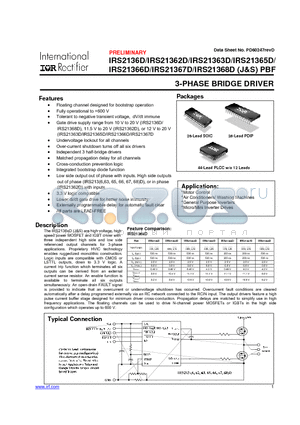 IRS21363D datasheet - 3-PHASE BRIDGE DRIVER