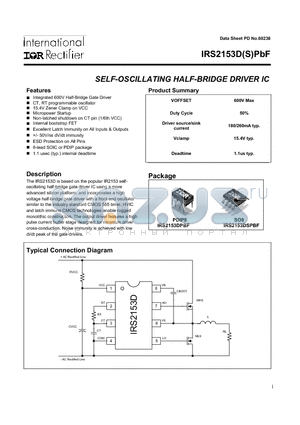 IRS2153DSPBF datasheet - SELF-OSCILLATING HALF-BRIDEGE DRIVER IC