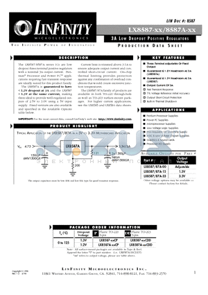 LX8587-15CP datasheet - 3A LOW DROPOUT POSITIVE REGULATORS