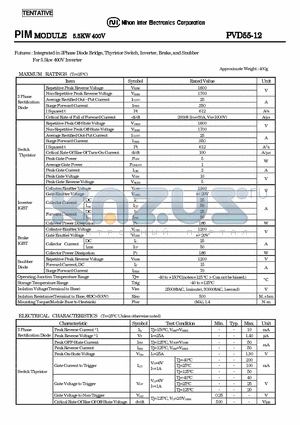 PVD55-12 datasheet - PIM MODULE 5.5KW 400V